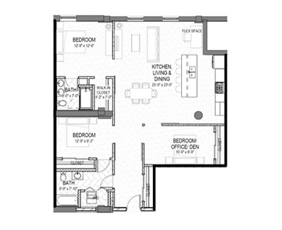 3 bed 2 bath 1442 square foot floor plan preview